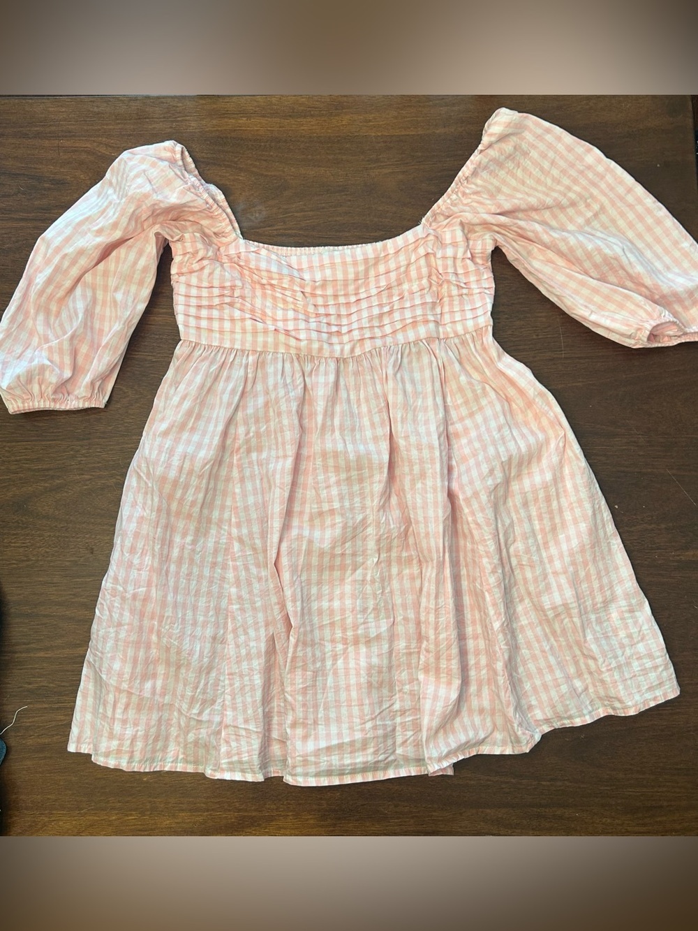 Blue Rain Pink and White Gingham Mini Dress